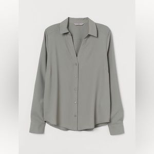 NWT Sage Long-sleeve V-neck Blouse, H&M, Size S
